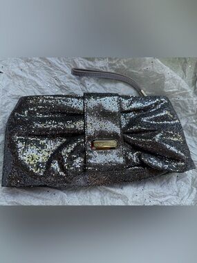 Victoria’s Secret- Gunmetal Sequin Wristlet Clutch